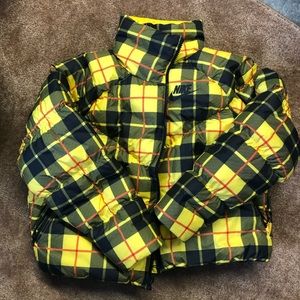 Nike Yellow Plaid Puffer Jacket